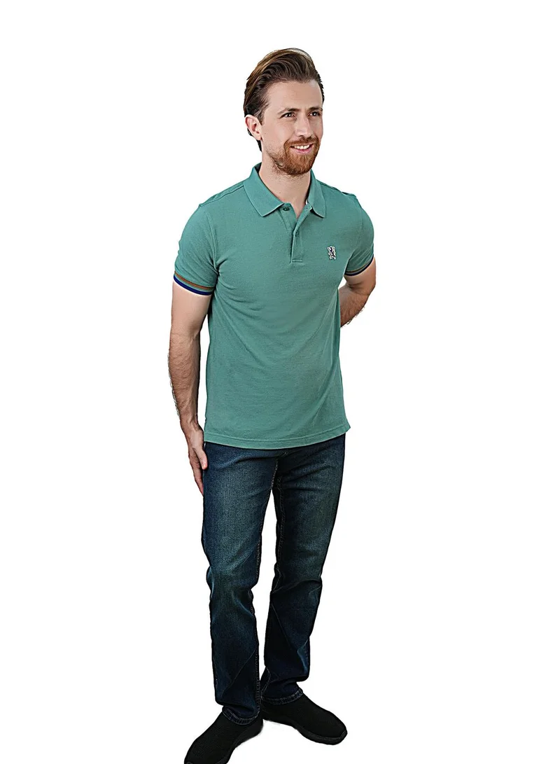 GIORDANO Men's Performance Polo: Classic Piqué, Tipped Collar, Embroidered Detail